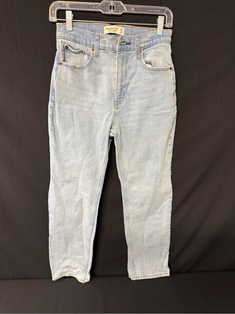 Abercrombie Ankle Straight Jeans 25/0S Ultra High Rise Light Wash